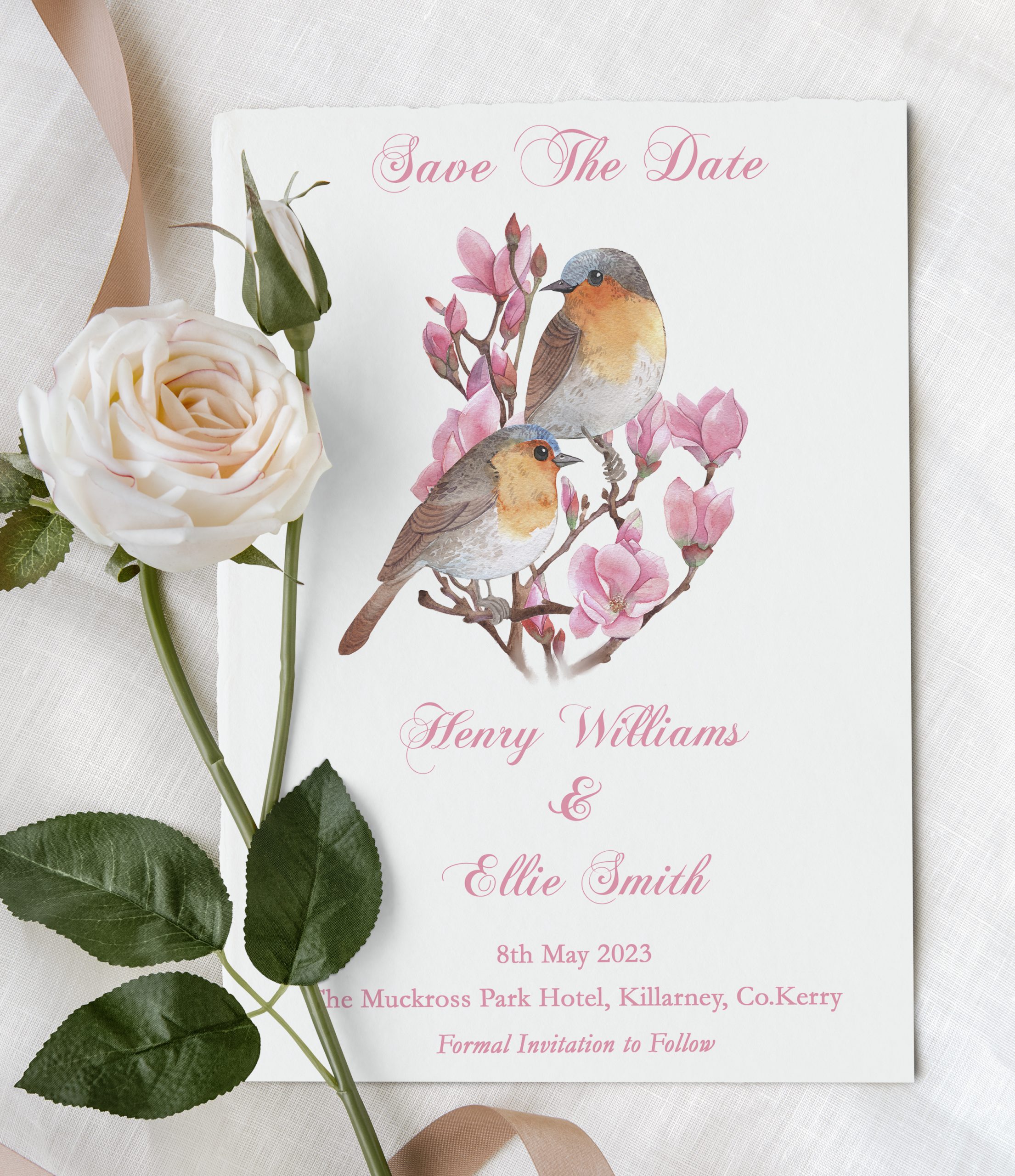 Wedding invitation with rose decoration
