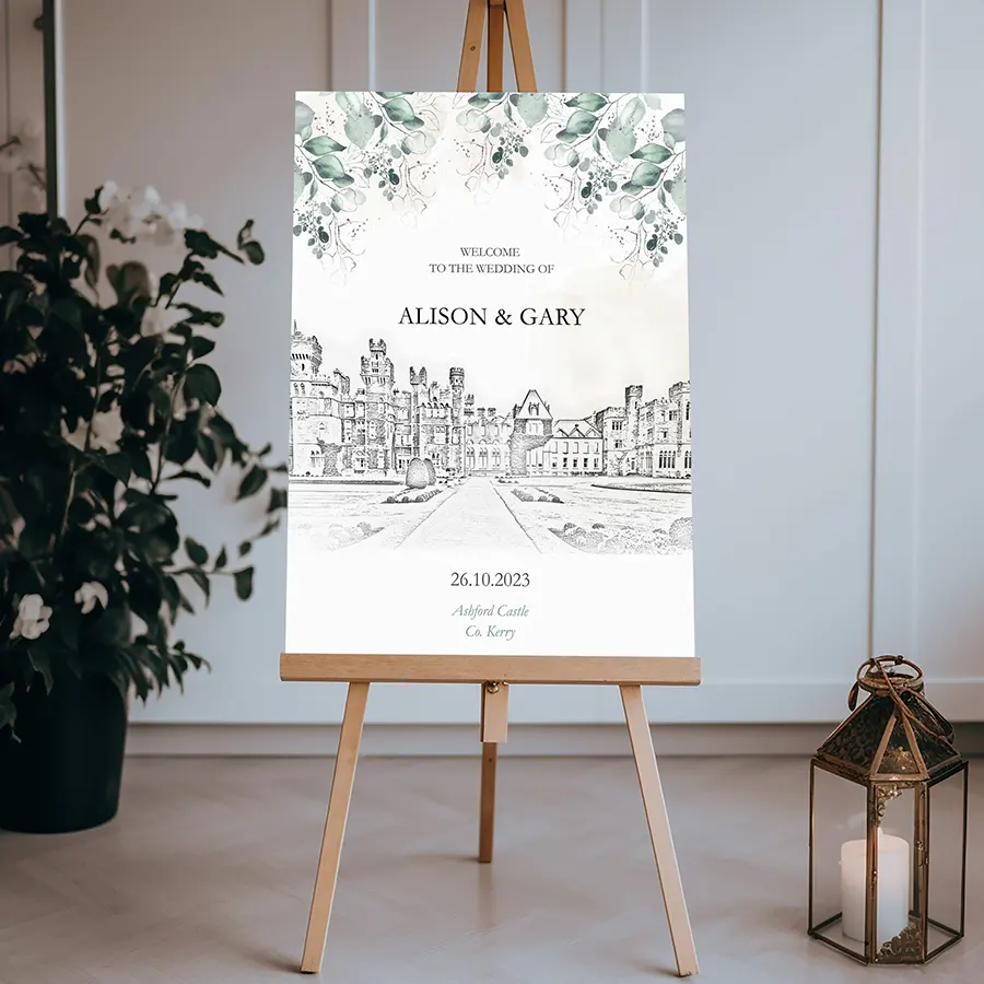 Classic Green Floral Welcome Sign