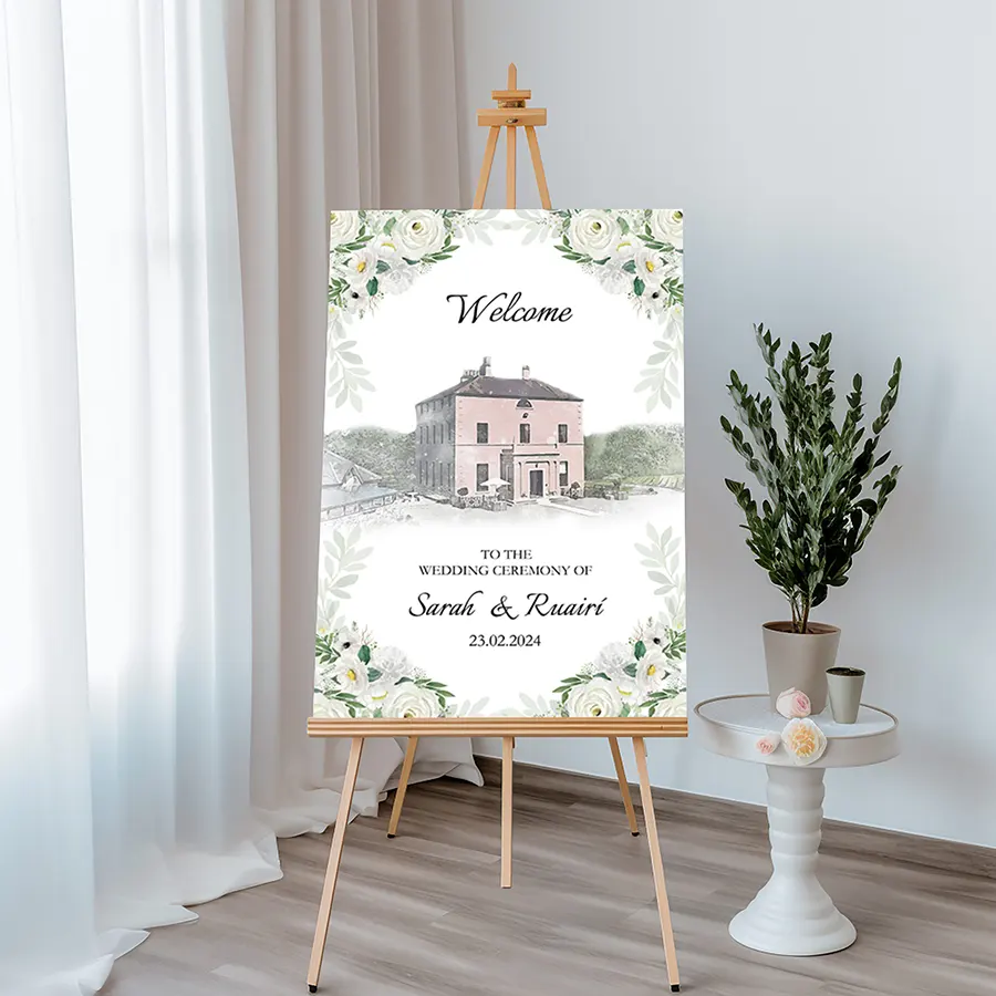 Sage Green Floral Welcome Sign