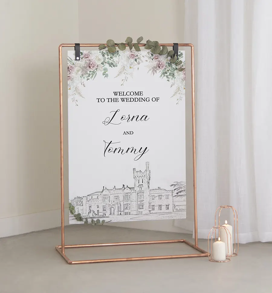 Welcome-Sign-with Pink Florals