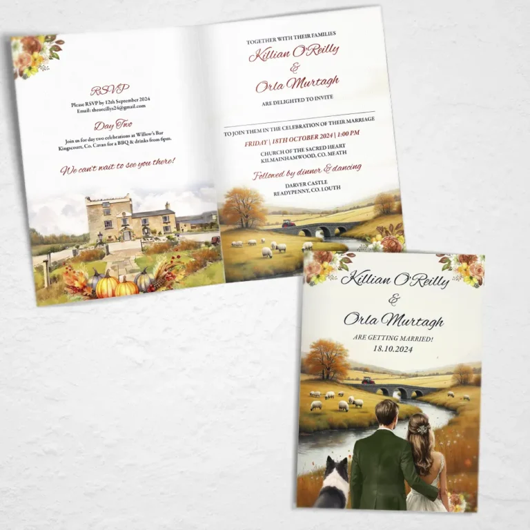 Autumnal Folded Farm Theme Invitations