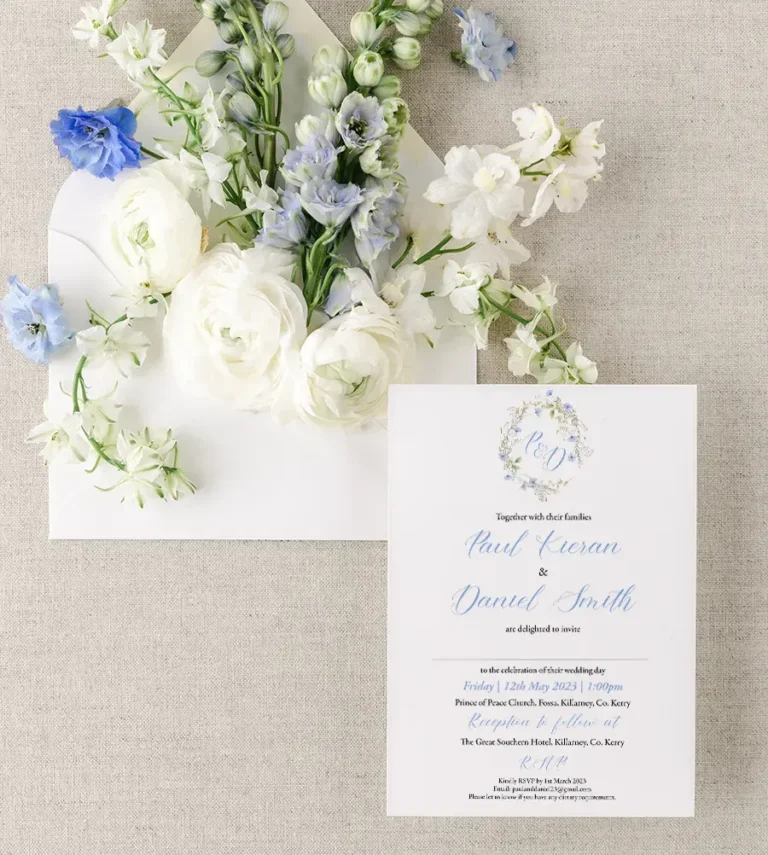 Blue Wildflower Wedding Invitation