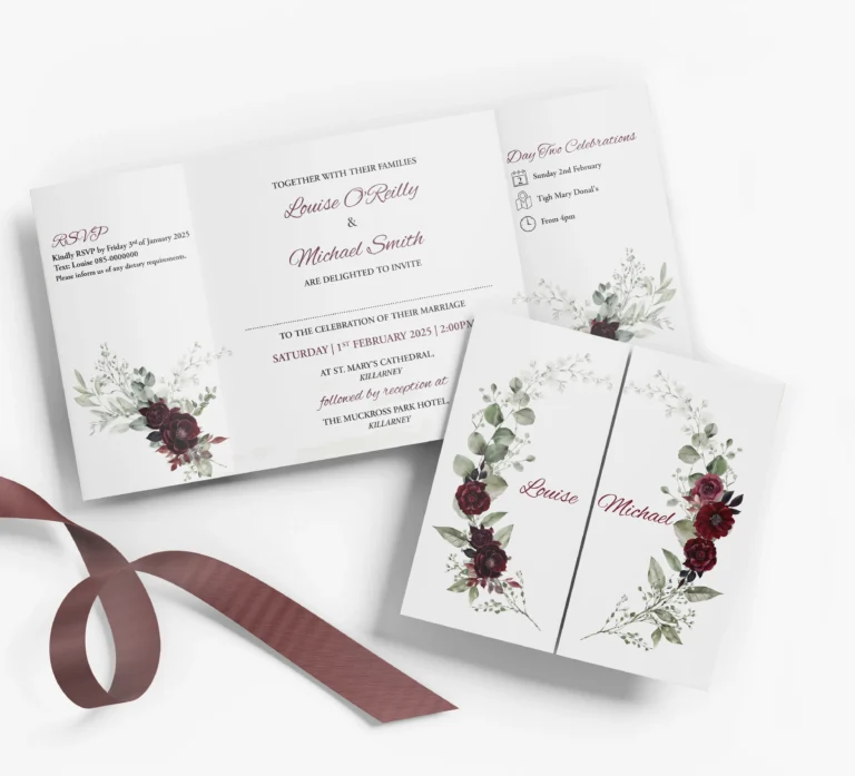Burgundy Floral Gatefold