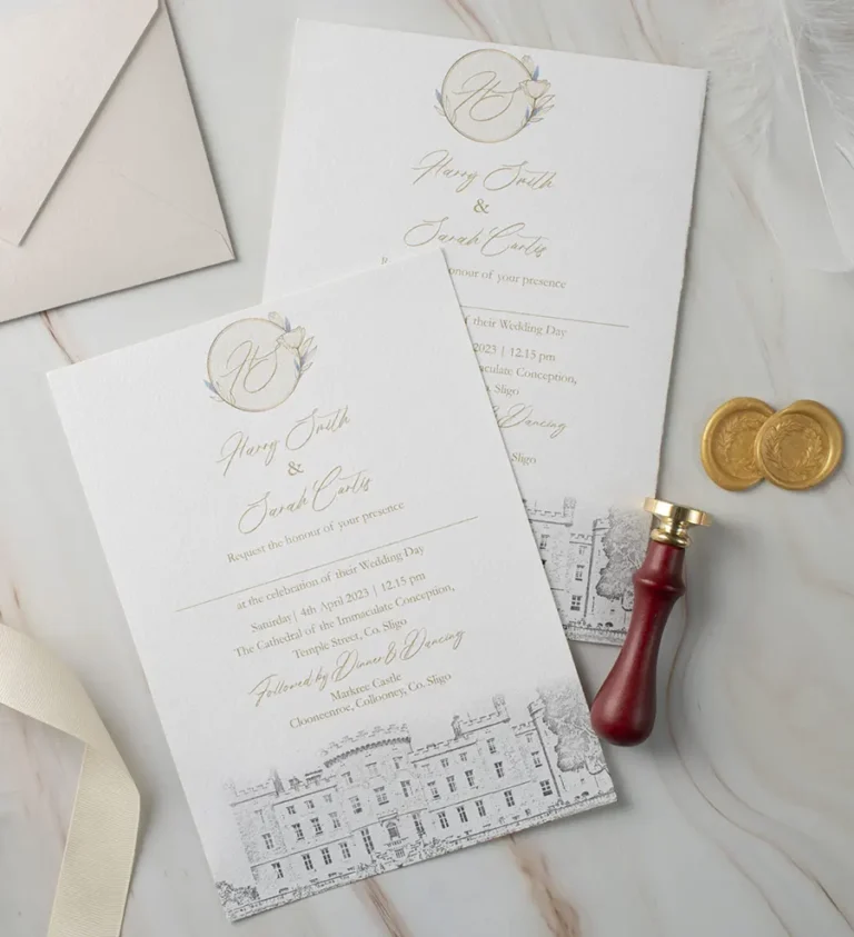Classic Gold Wedding Invitation with Crest