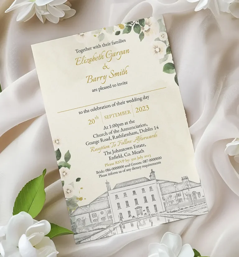 Classic Green Floral Wedding Invitation