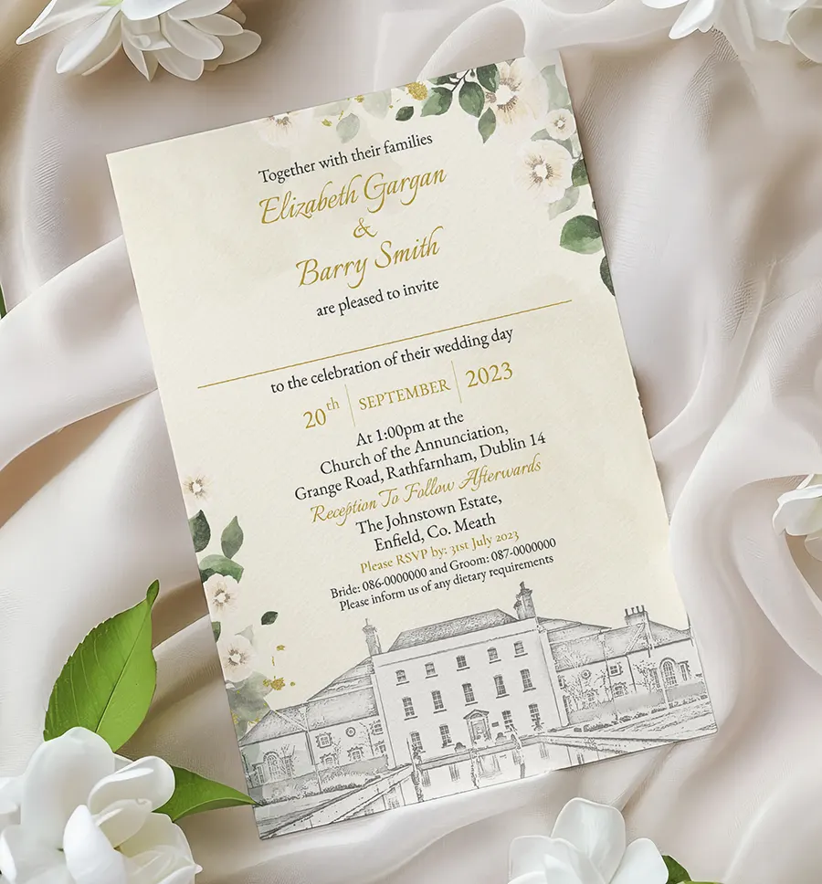 Classic Green Floral Wedding Invitation