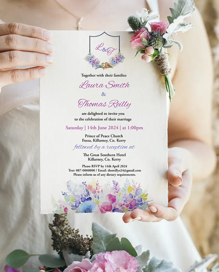 Colourful Summer Floral Wedding Invitation