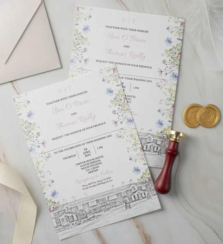 Crover House Floral Wedding Invitation