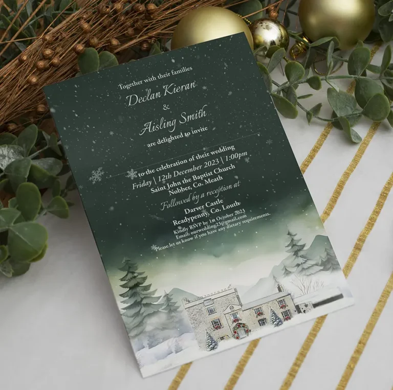 Darver Castle in Snow Wedding Invitation