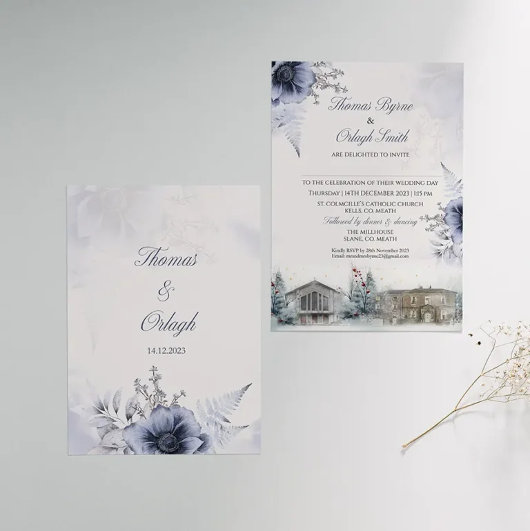 Double Sided Wedding Venue Winter Wedding Invitation
