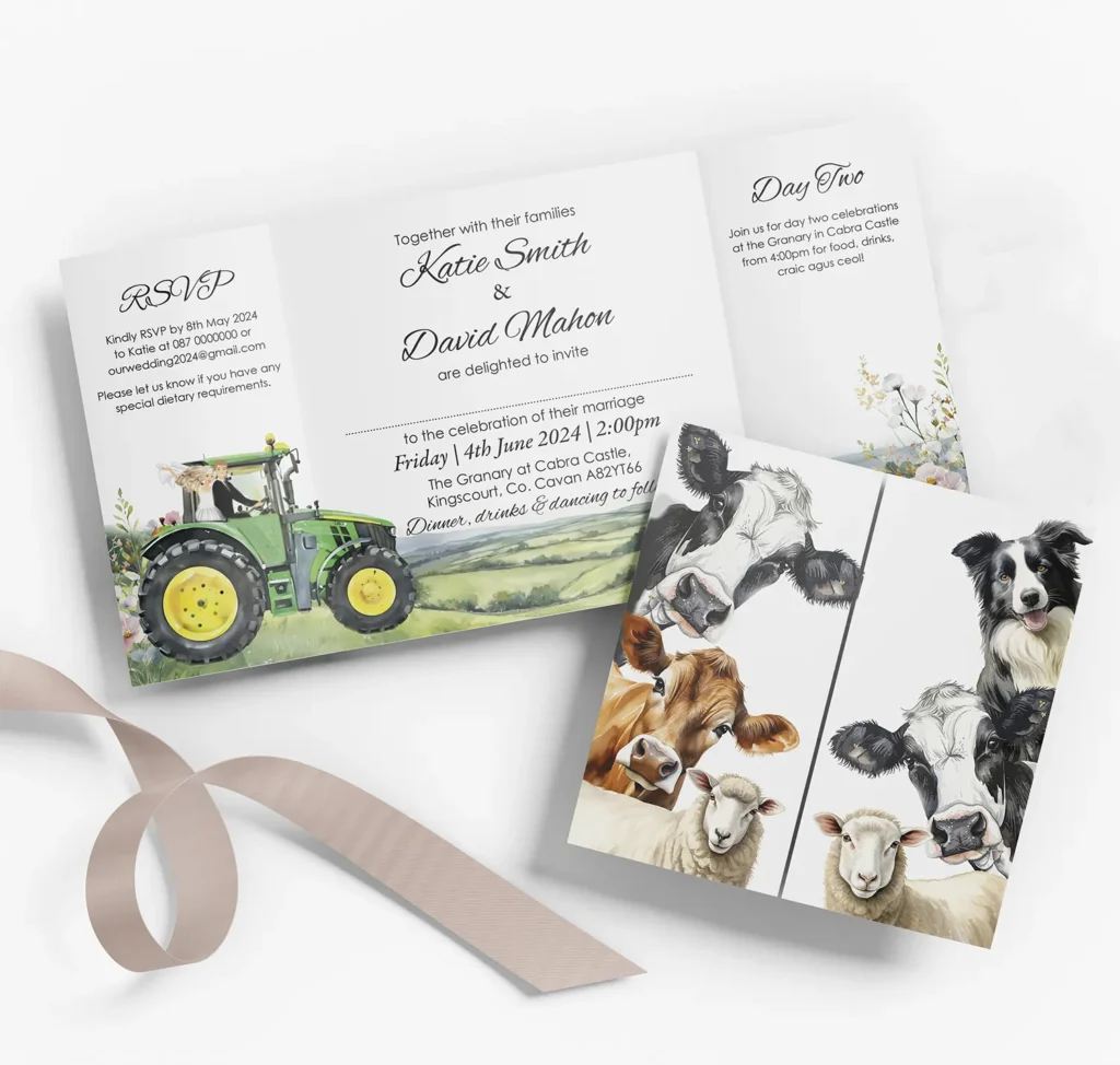 Farm Themed Gatefold Wedding Invitation