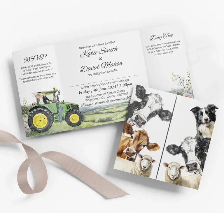 Farm Themed Gatefold Wedding Invitation