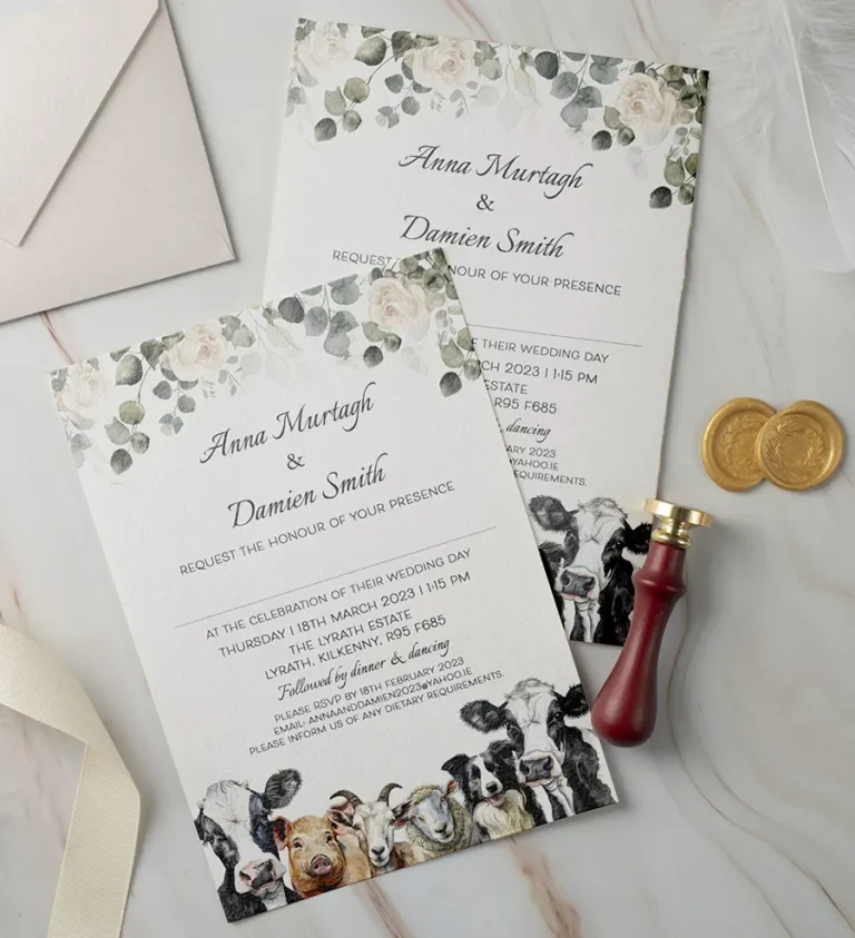 Farm Themed Postcard Wedding Invitation
