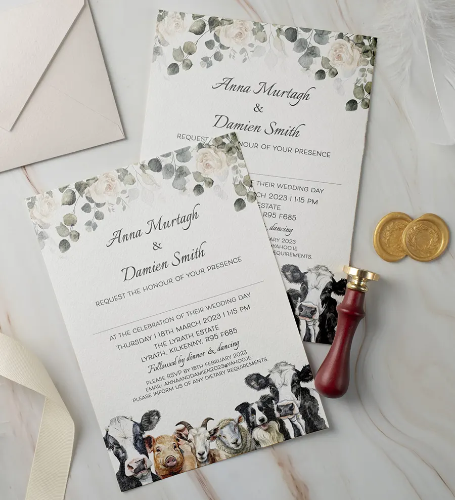 Farm Themed Postcard Wedding Invitation