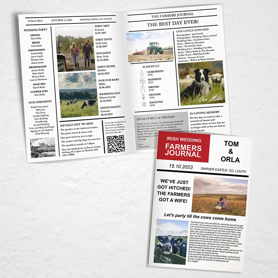 Farmers Journal Bespoke Wedding Newspaper