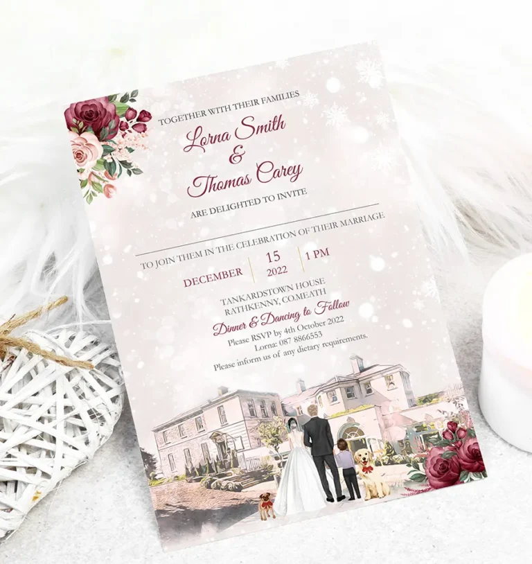 Flat Winter Design Wedding Family Invitation