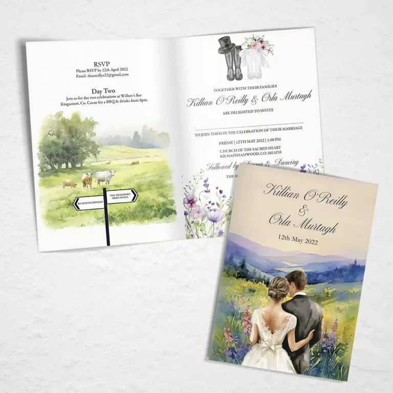 Folded Countryside Summer Wediing Invitation