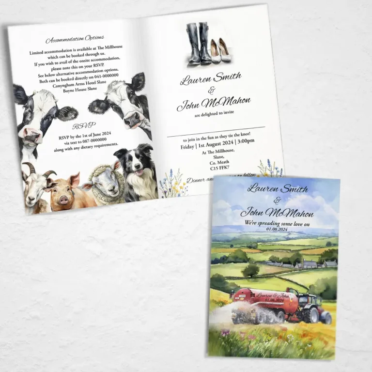 Folded Spread Some Love Wedding Invitation