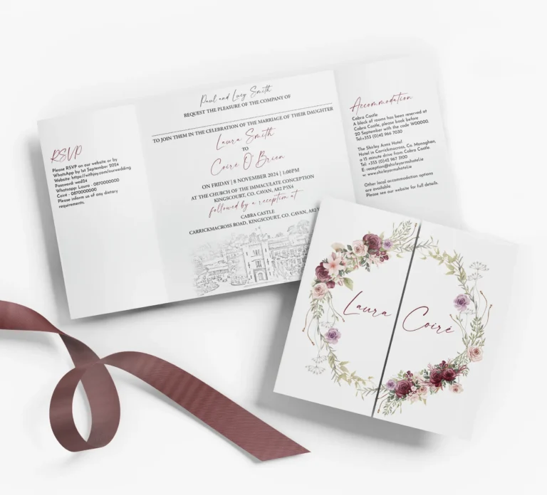 Gatefold Winter Burgundy Wedding Invitation