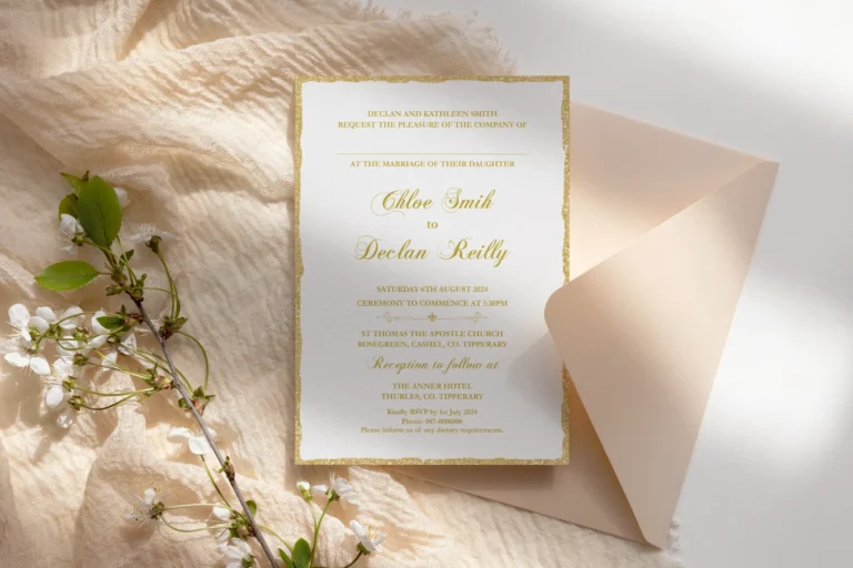 Gold & Cream Simple Wedding Invitation