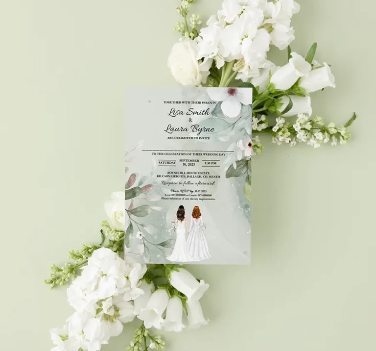 Green Design Floral Wedding Invitation