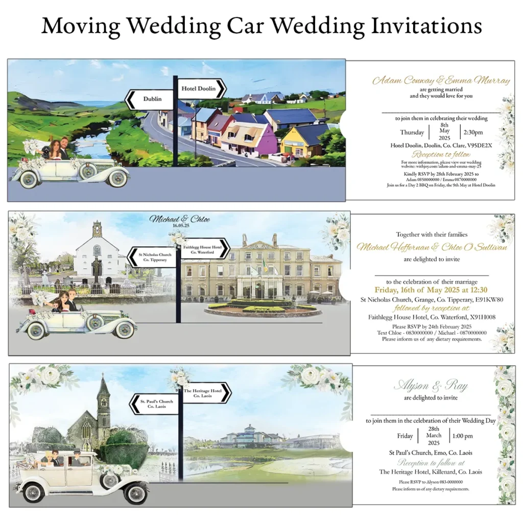 Pull out moving wedding invitations