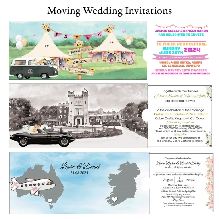 Pull out moving wedding invitations