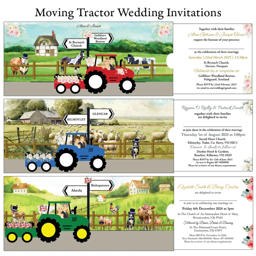 Moving Wedding Invitations Tractor