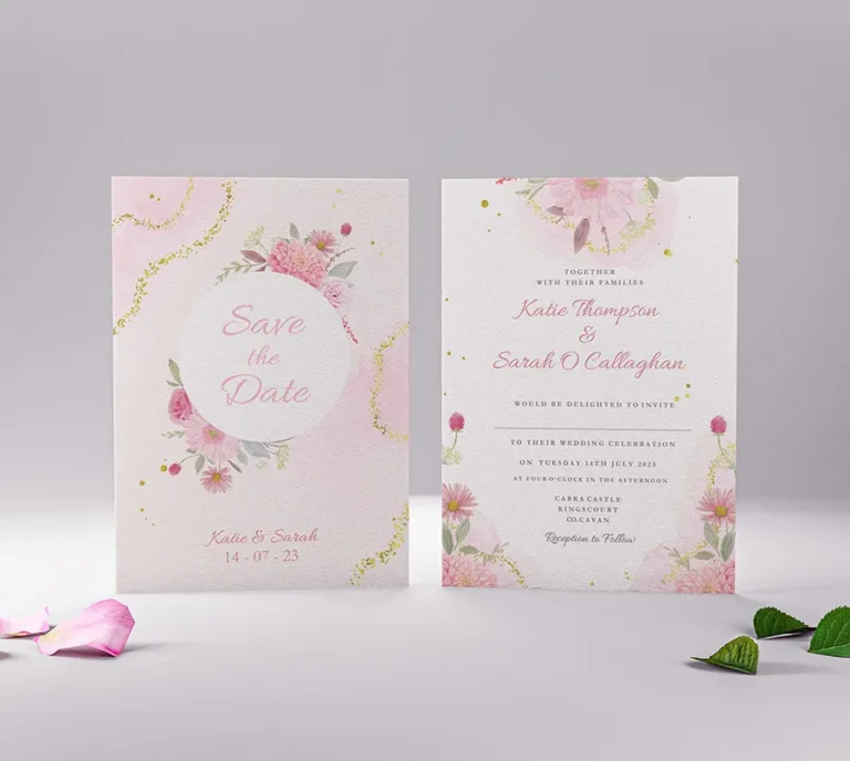 Pink Floral Save The Date Wedding Invitations