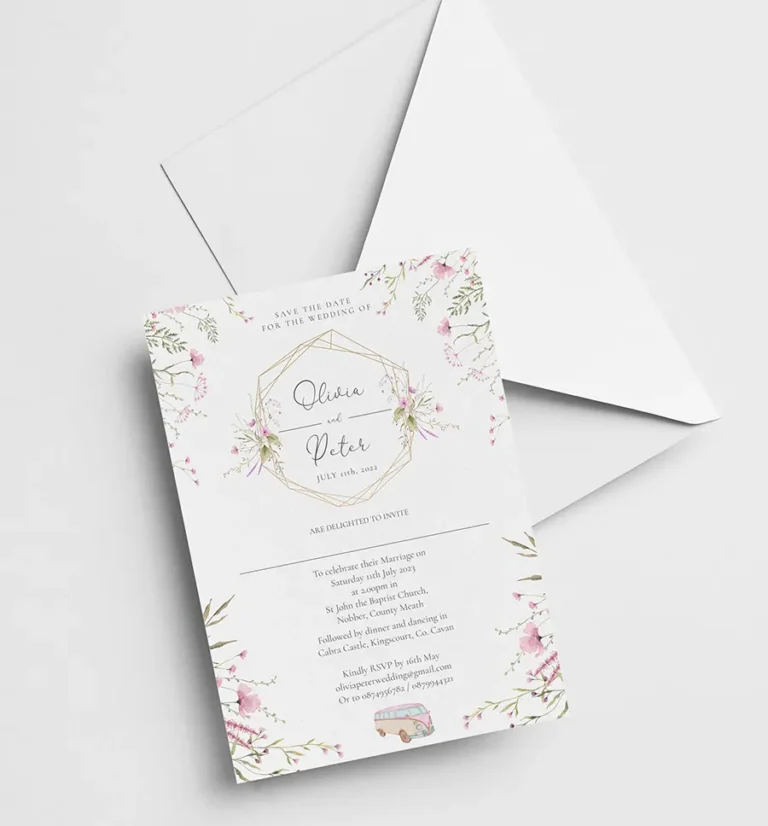 Pink Wildflower Wedding Invitation