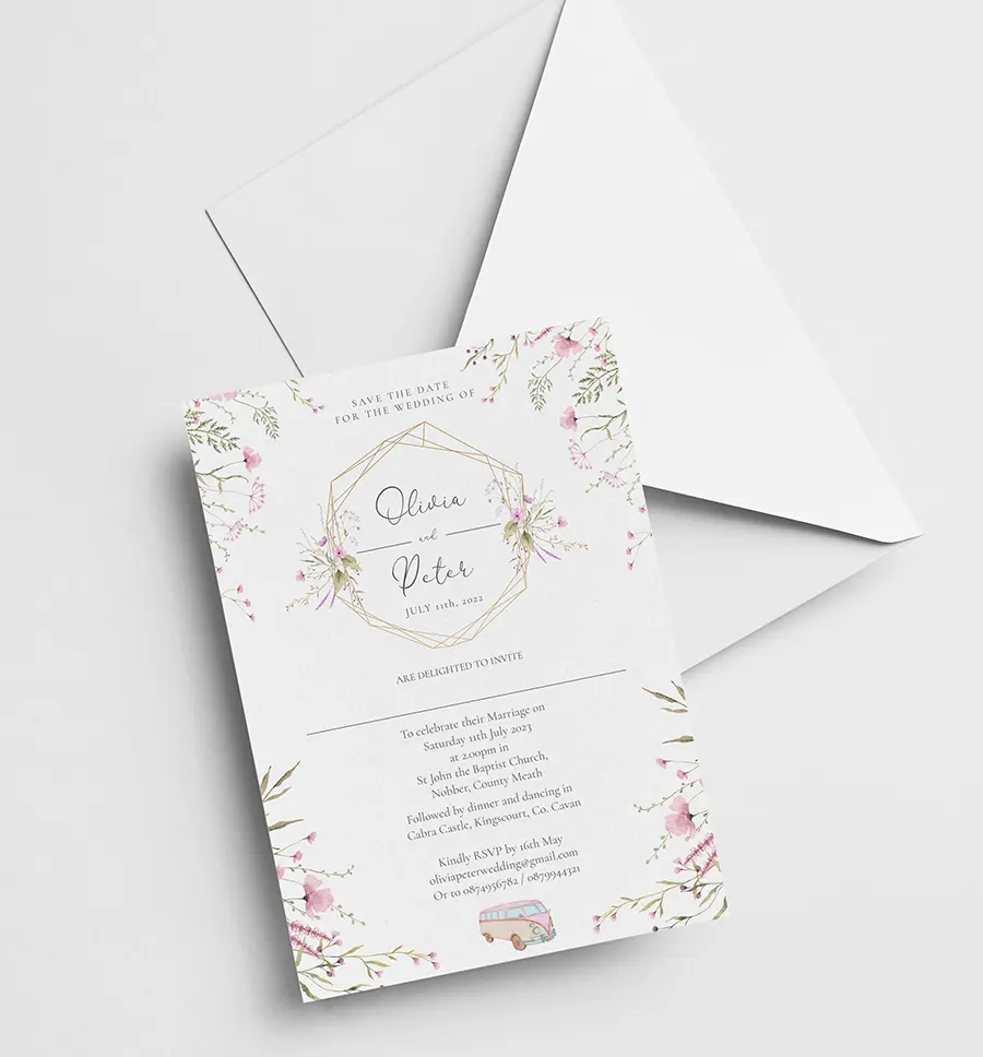 Pink Wildflower Wedding Invitation