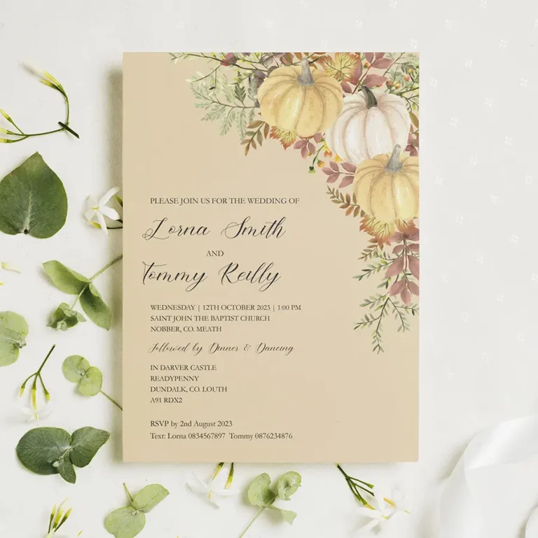 Pumpkin Autumn Wedding Invitation