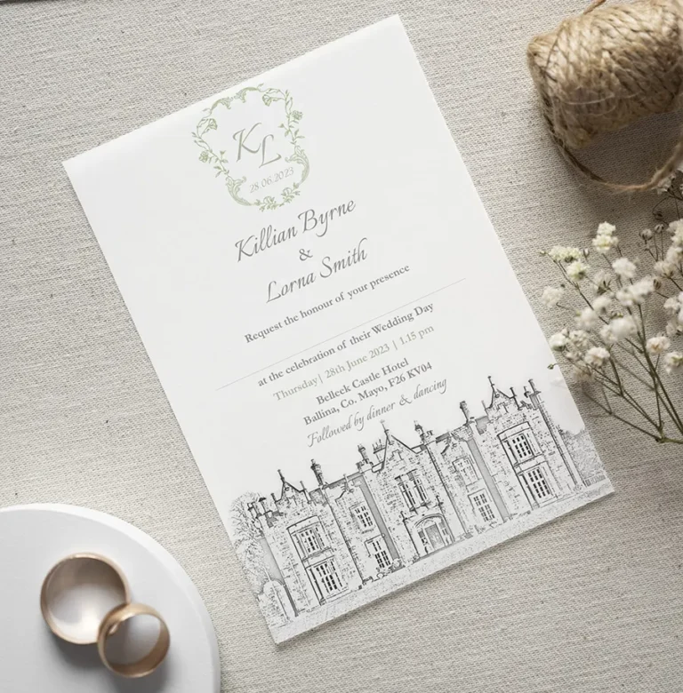 Sage Green Classic Wedding Invitation with Crest