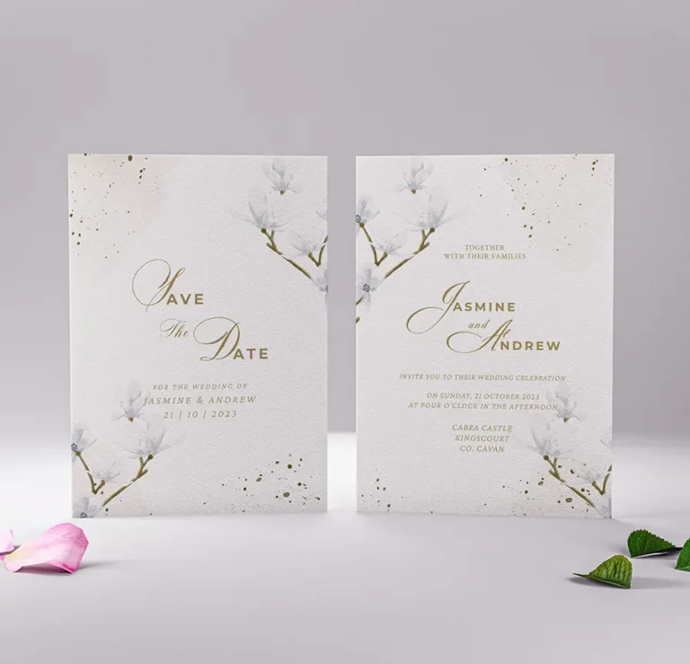 Save The Date Wedding Invitations White