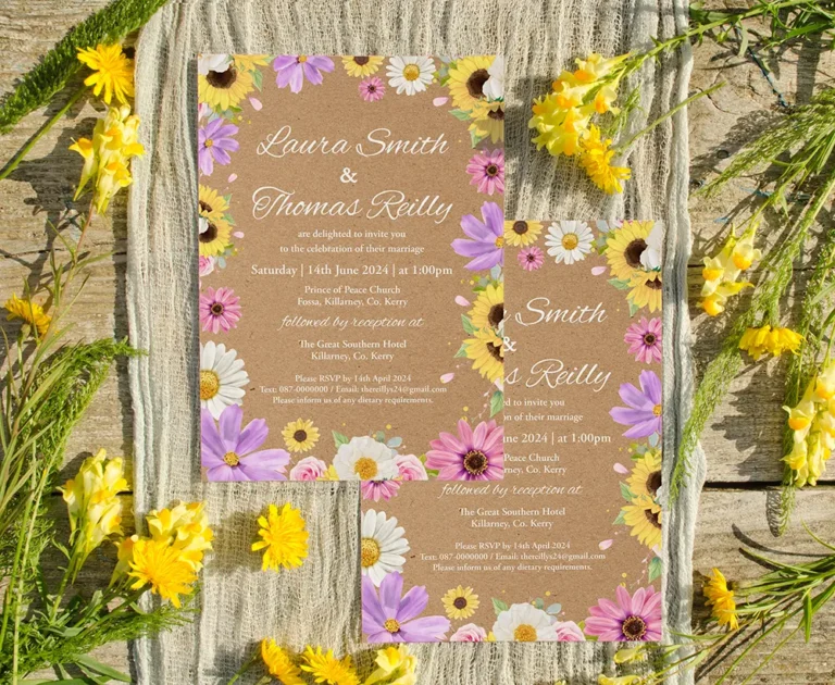 Sunflower Colourful Wedding Invitations