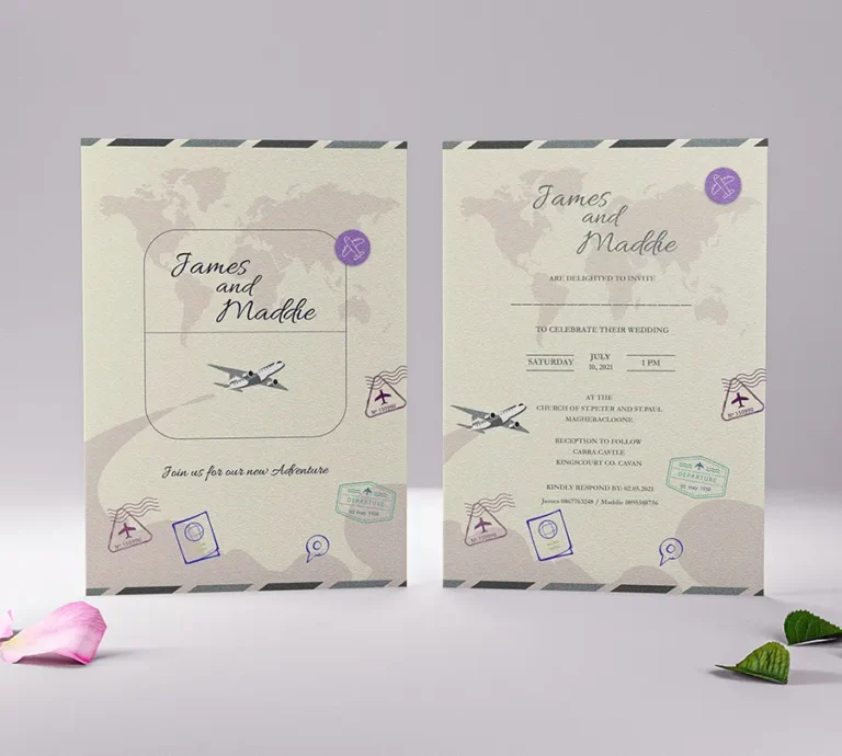 Travel Themed Wedding Invitation