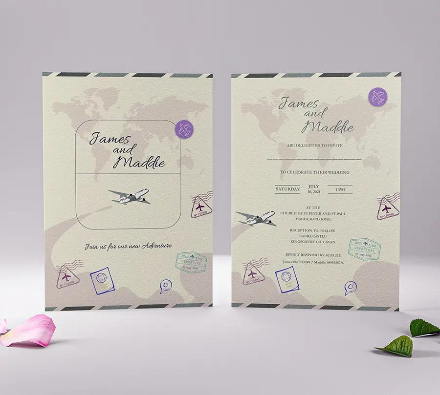 Travel Themed Wedding Invitation