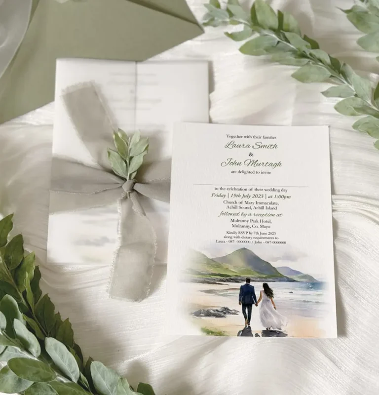Vellum Wrapped Invitation and Ribbon
