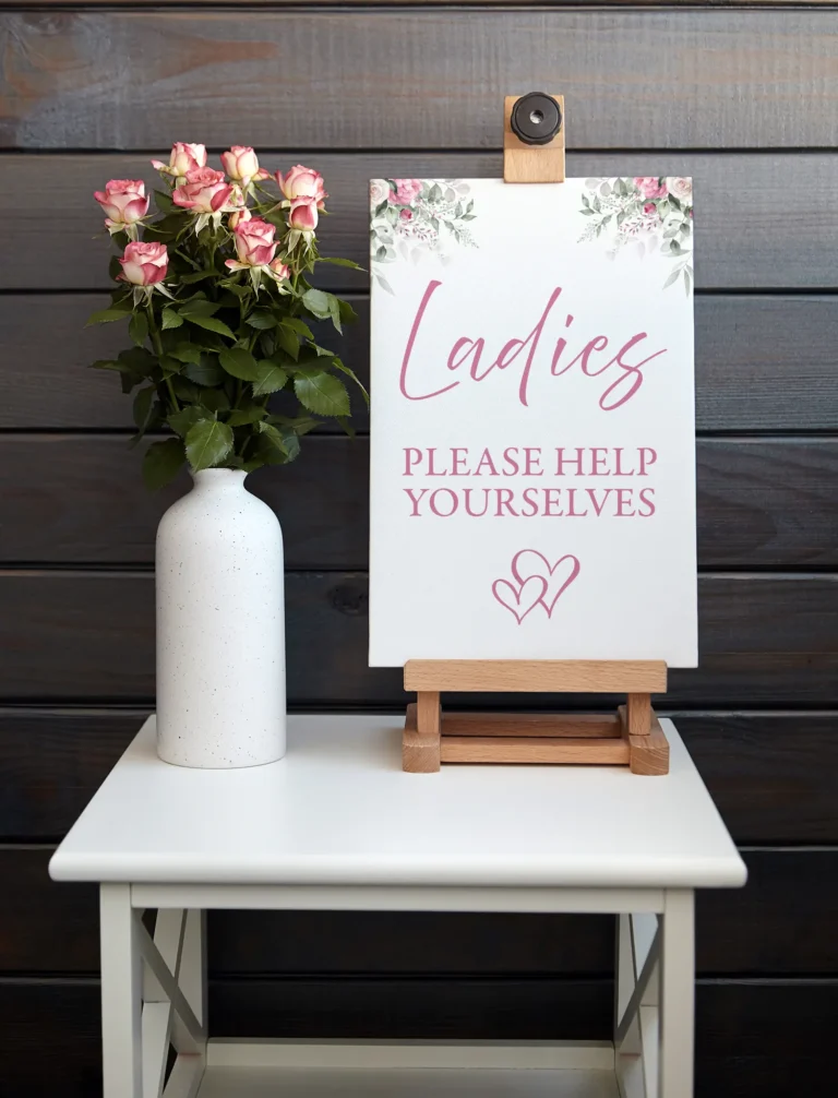 Wedding Bathroom Basket Signs