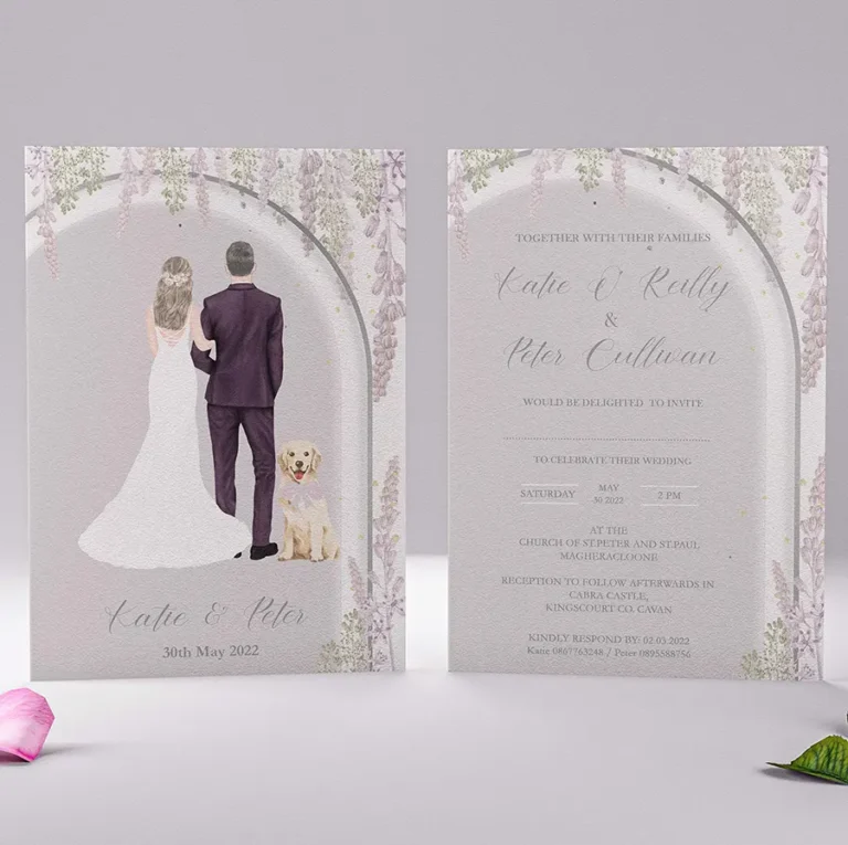 Wedding Couple and Pets Wedding Invitation