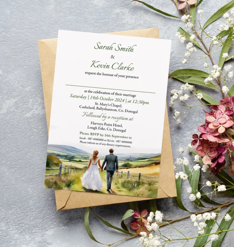 Wedding Couple and Scenery Invitation