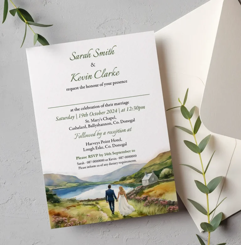 Wedding Couple with Irish Scenery Wedding Invitation