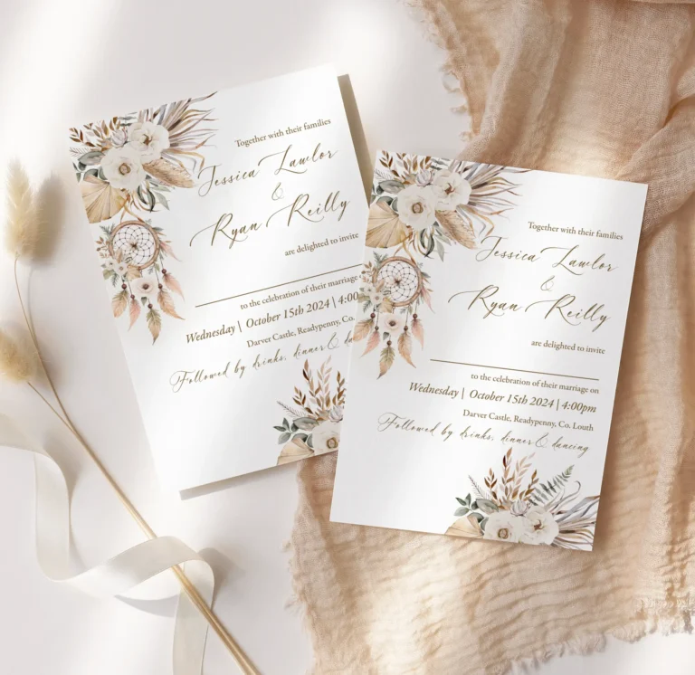 Wedding Invitation Boho Hippy Florals