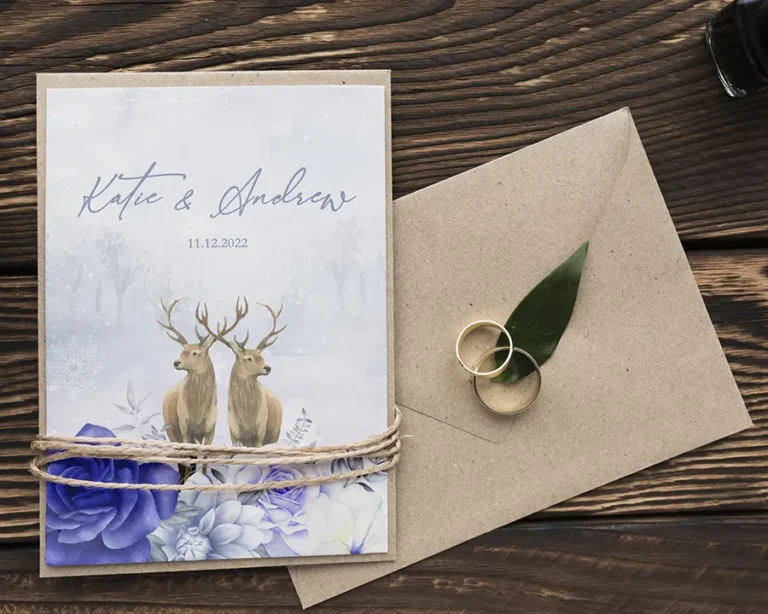 Wedding Invitation with Deer Christmas Invitation