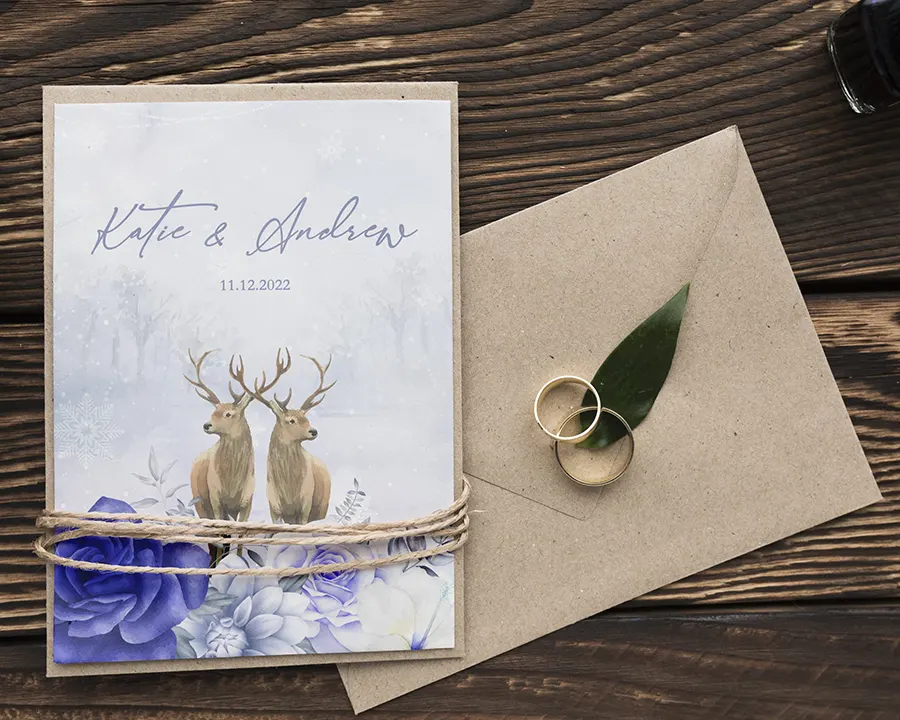 Wedding Invitation with Deer Christmas Invitation