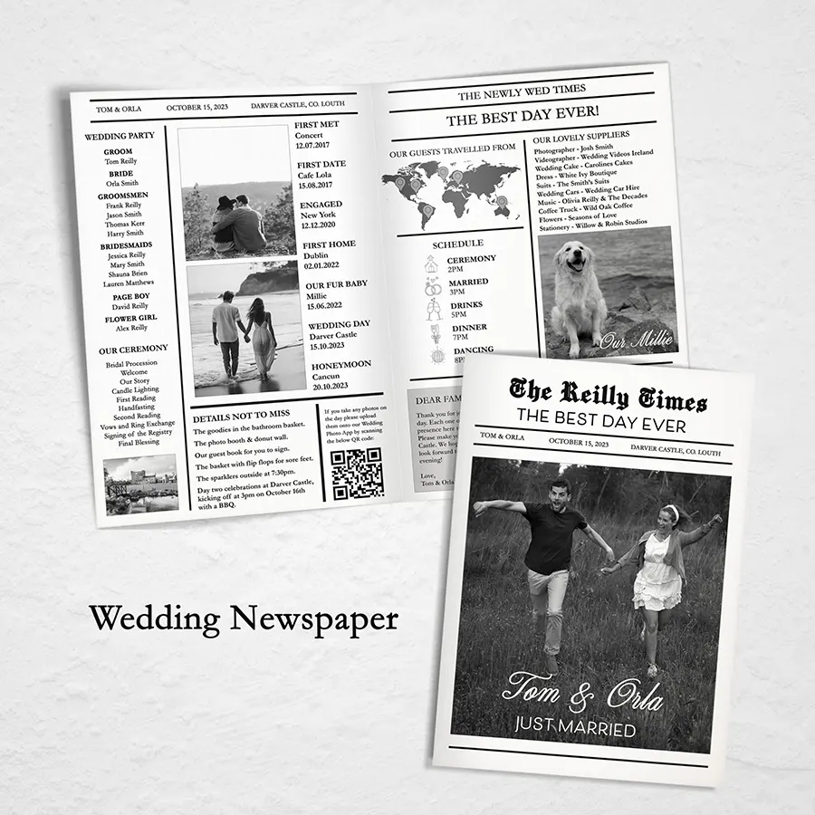 Bespoke Wedding Newspaper