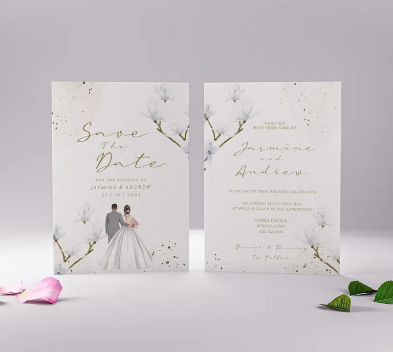 White Floral Wedding Invitation