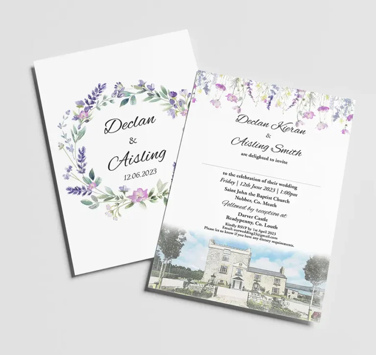 Wildflower Design with Venue Wedding Invitations