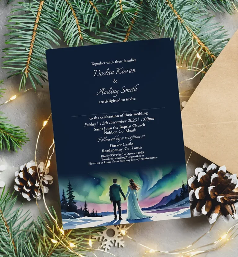 Winter Northern Lights Wedding Invitation