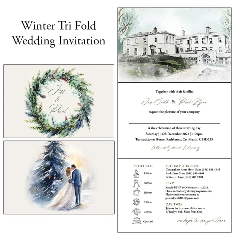 Winter Wreath Tri Fold Invitation
